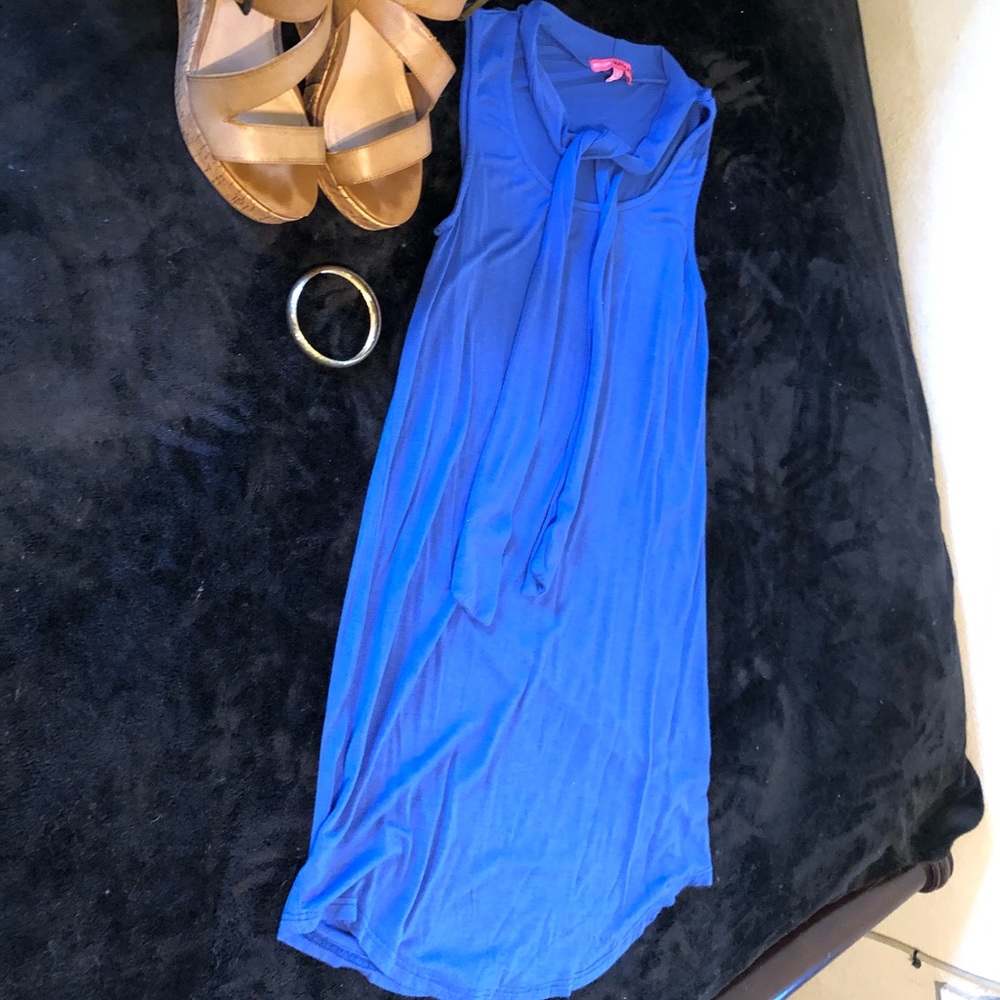 NWOT Neon Mascara Swing Dress Tie-Neck Accent